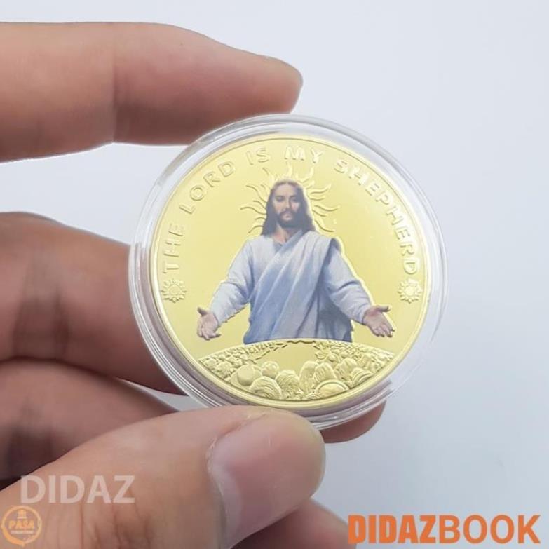 Đồng xu Chúa Jesus kỉ niệm, trưng bày, để ví, tặng người thân, cầu bình an
