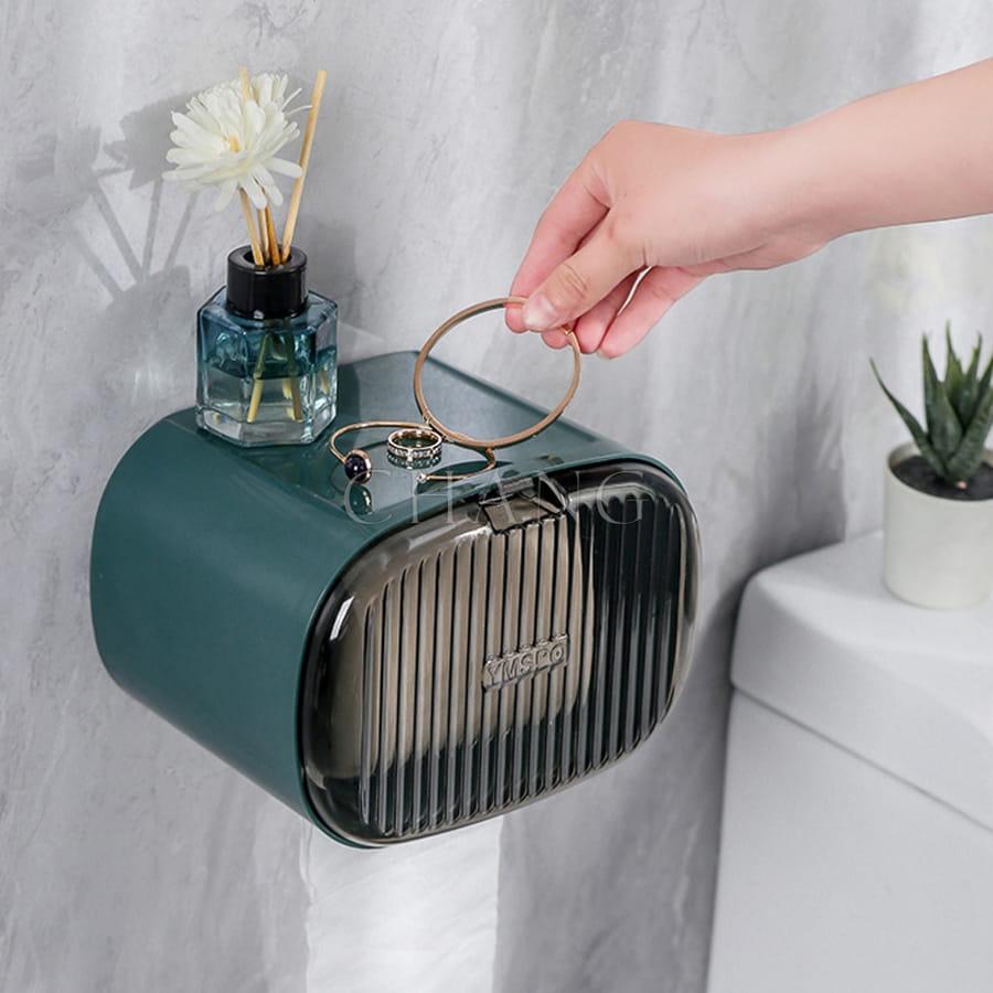 Hộp Đựng Khăn Giấy Dán Tường Trong Suốt Chống Thấm Nước, Hộp Đựng Giấy Vệ Sinh Có Nắp Đậy Để Đồ Đa Năng