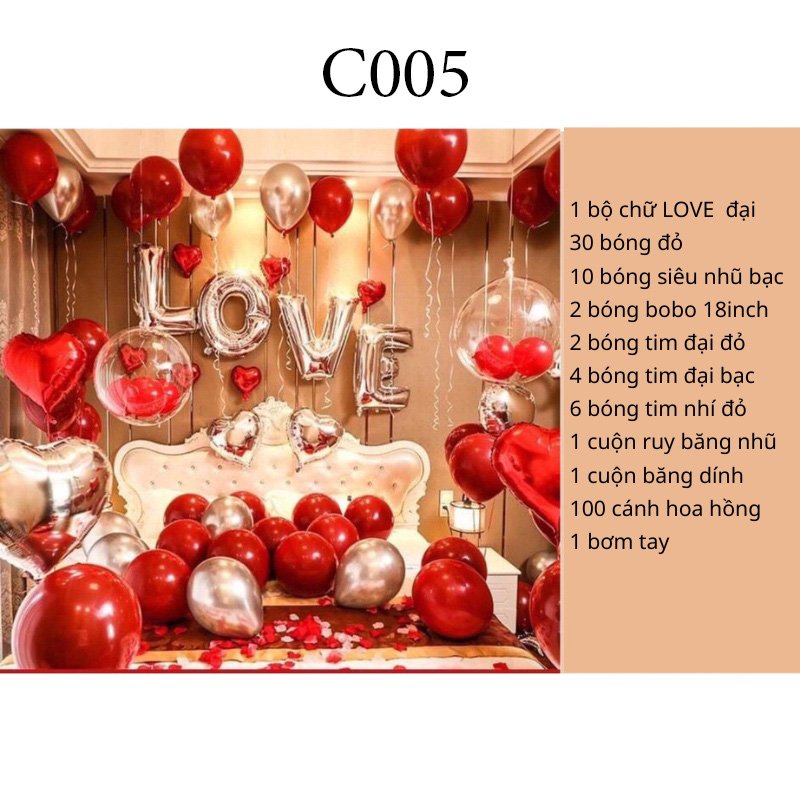 Set Bóng Trang Trí Phòng Cưới, Bóng Bay Trang Trí Phòng Cưới