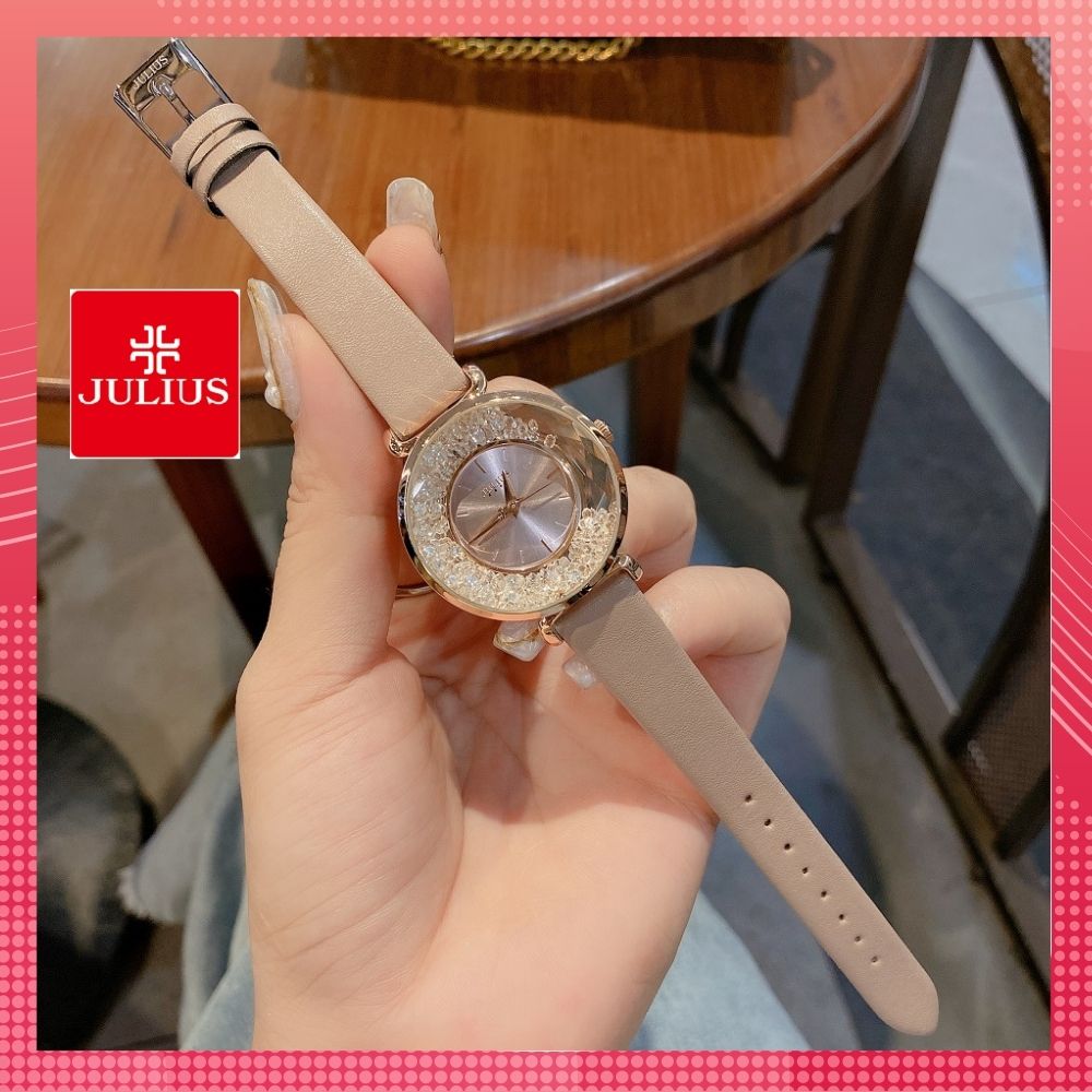 Đồng hồ nữ chống nước Julius Ja-1203 dây da màu Kem nude