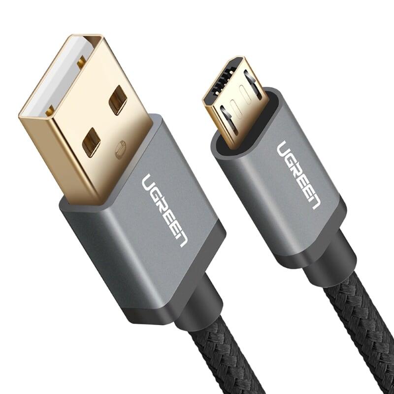 Ugreen UG10824US134TK 1M màu Đen Cáp sạc truyền dữ liệu USB 2.0 sang MICRO USB đầu mạ vàng - HÀNG CHÍNH HÃNG