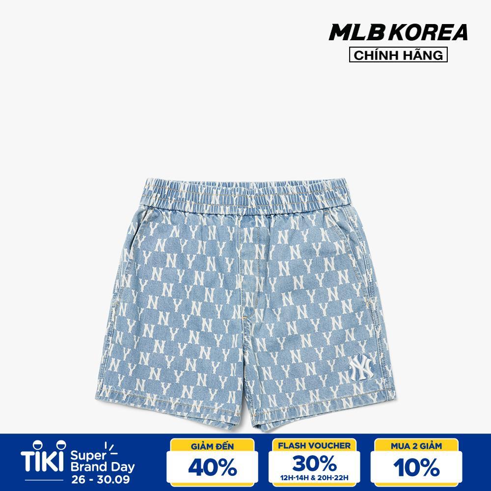 MLB - Quần shorts jeans lưng thun Monogram 3ADPM4023-50BLL