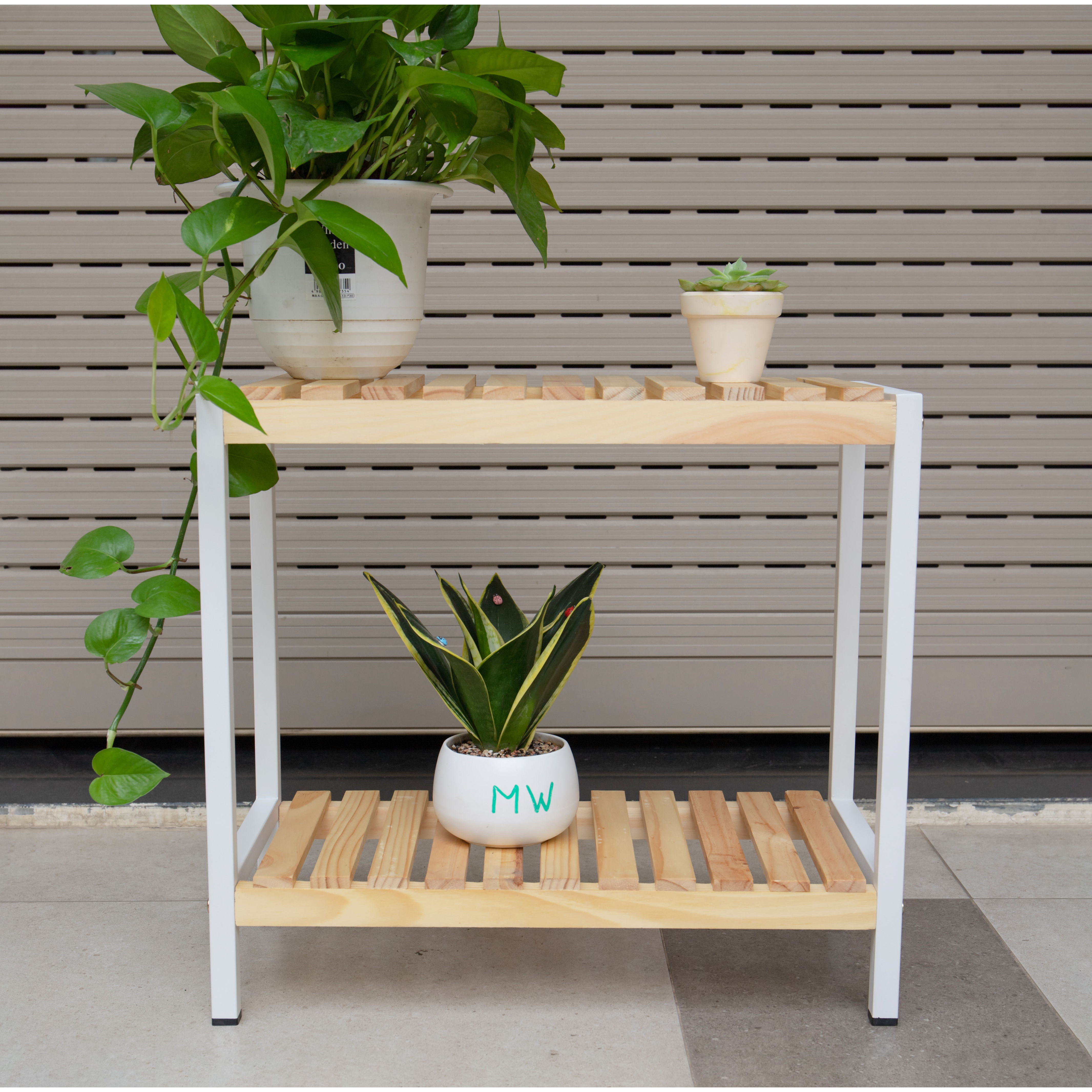 KỆ ĐỰNG GIÀY GỖ KHUNG SẮT TẦNG HÀN QUỐC MÀU GỖ TỰ NHIÊN - IRON BENCH 2F SIZE 500