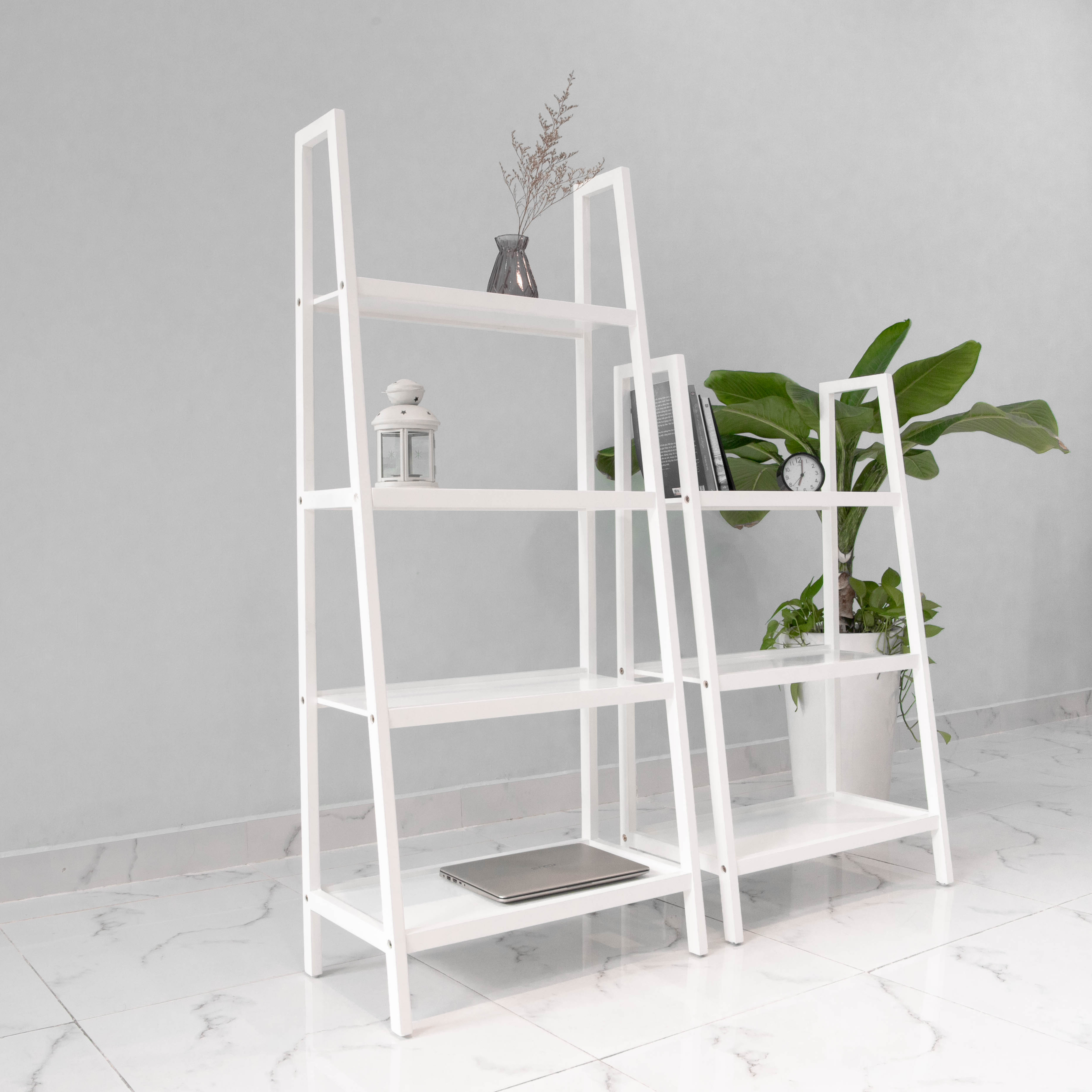 COMBO KỆ SÁCH GỖ MÀU TRẮNG 3 TẦNG VÀ 4 TẦNG SIZE L - COMBO A BOOK SHELF WHITE SIZE L