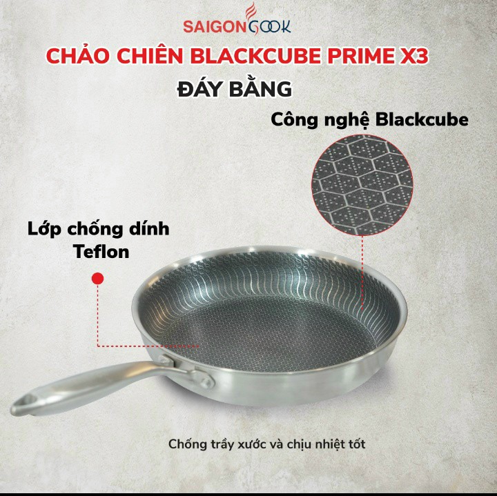Chảo chống dính bếp từ inox 304 Blackcube 3 lớp chính hãng Saigoncook