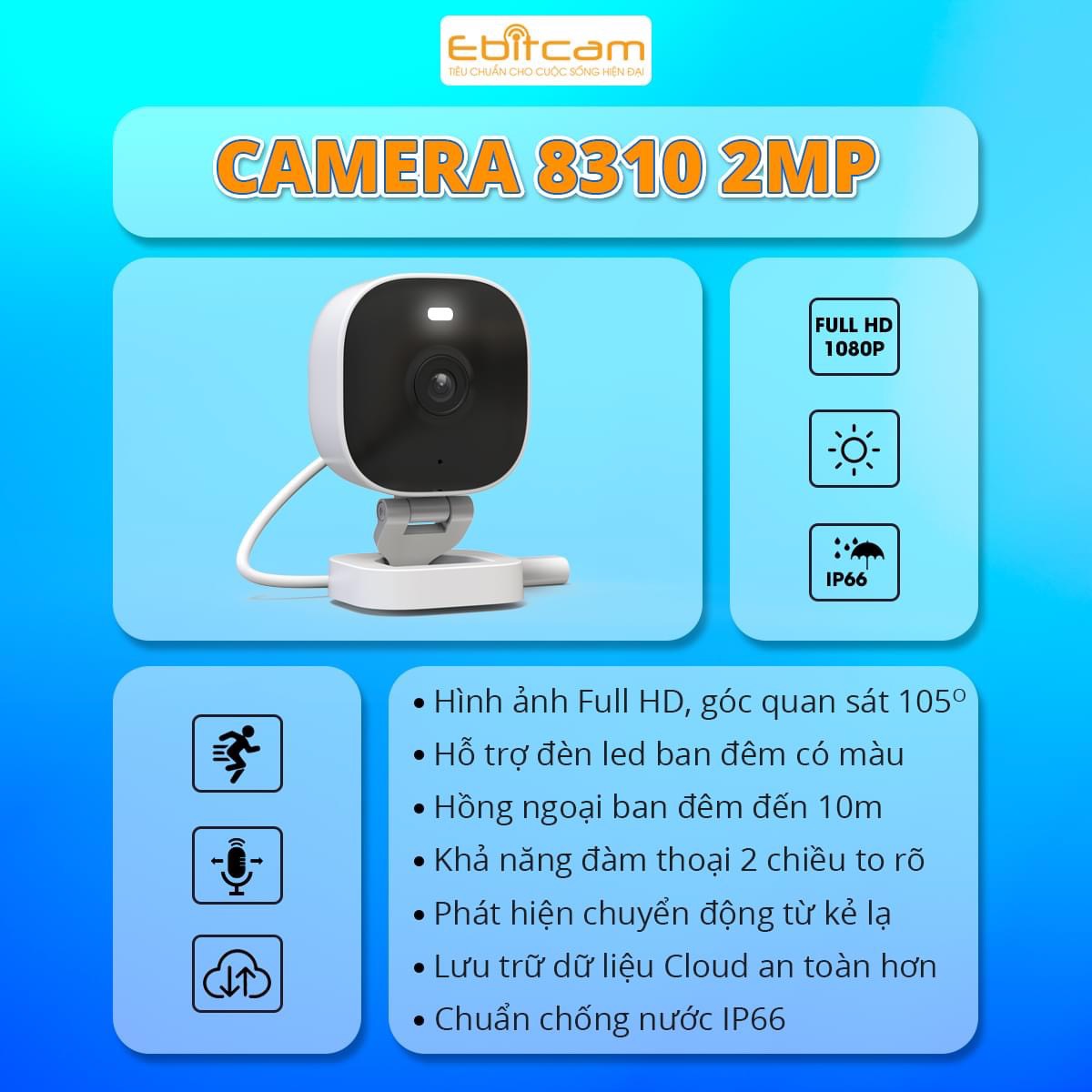 Camera Ngoài Trời Ebitcam 8310 2MP - Đàm thoại 2 chiều - Hàng Chính Hãng - kèm thẻ 32GB