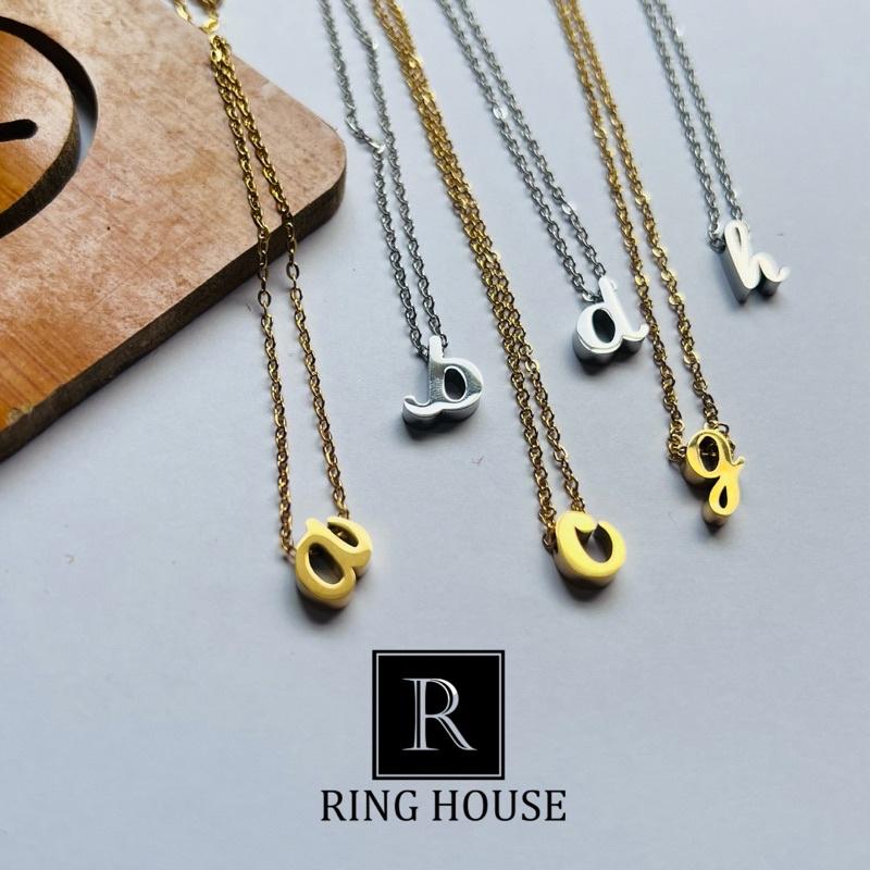 (Titan) Dây Chuyền Vòng Cổ Cặp Đôi Nam Nữ Chữ Cái Tên Riêng Vàng Gold Bạc Titan Không Đen Gỉ Ring House - C