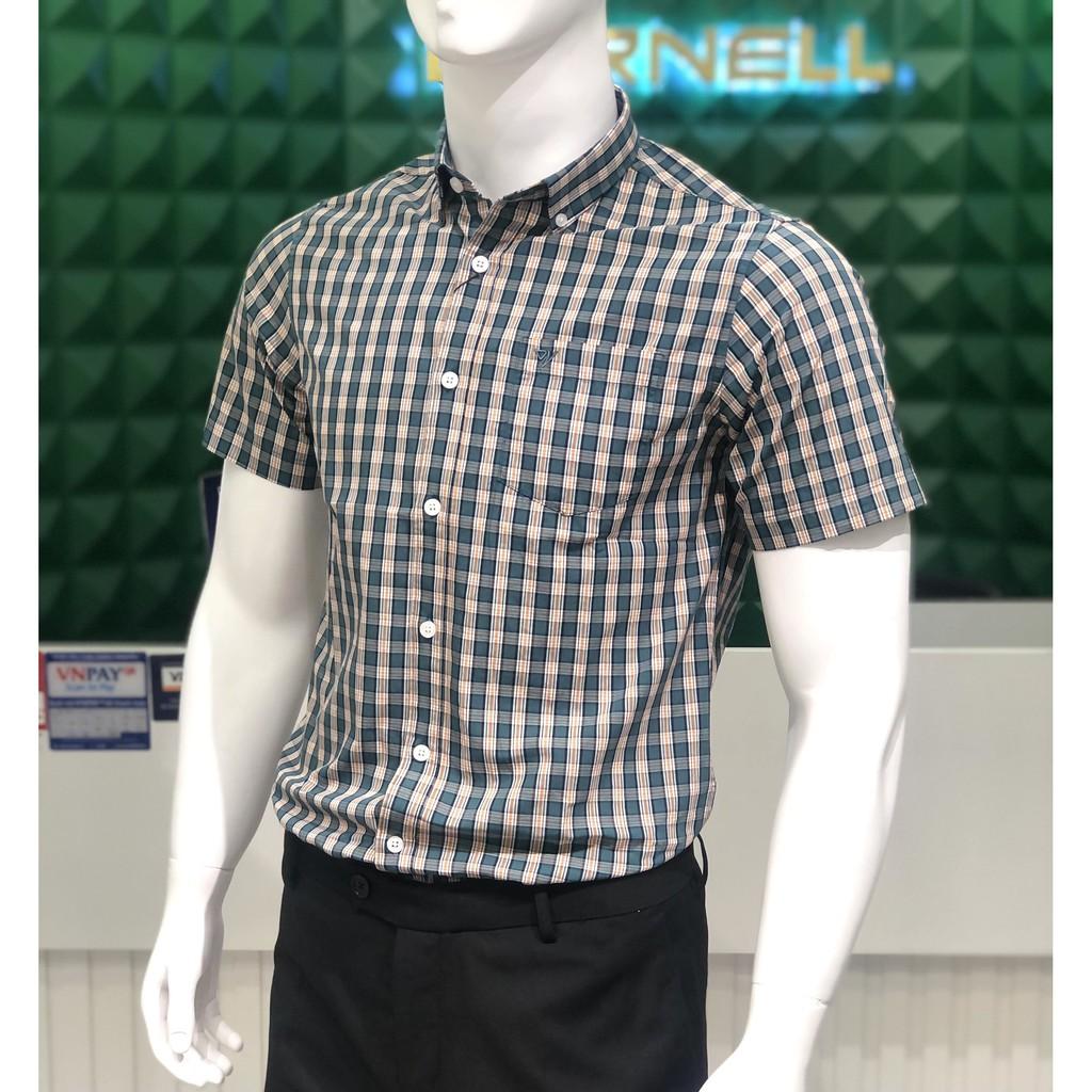 Áo sơ mi tay ngắn nam cao cấp kẻ caro chất cotton bền đẹp chính hãng DARNELL DN0041