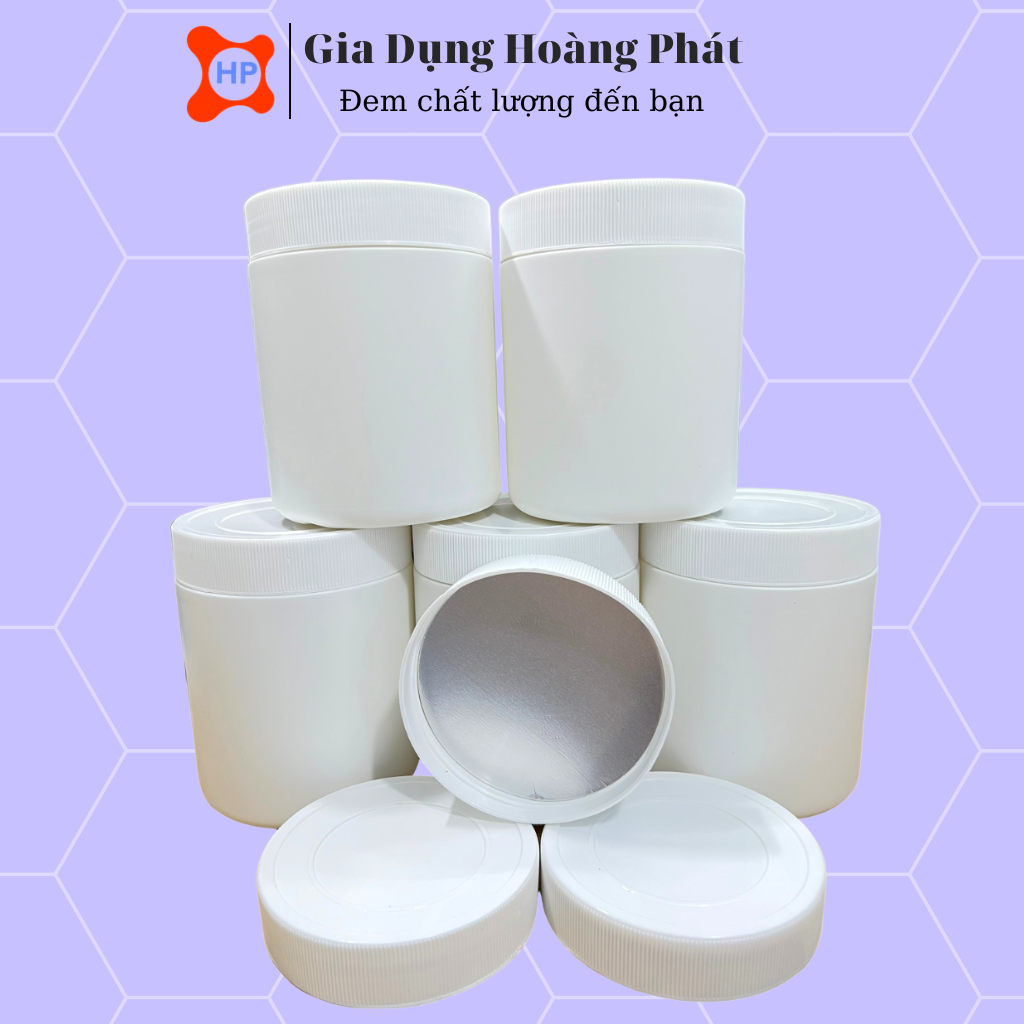 Hũ Nhựa HDPE 500 Gram - 1000 Gram - Nắp Trắng Vặn Ren + Seal Chống Tràn Khò Nhiệt