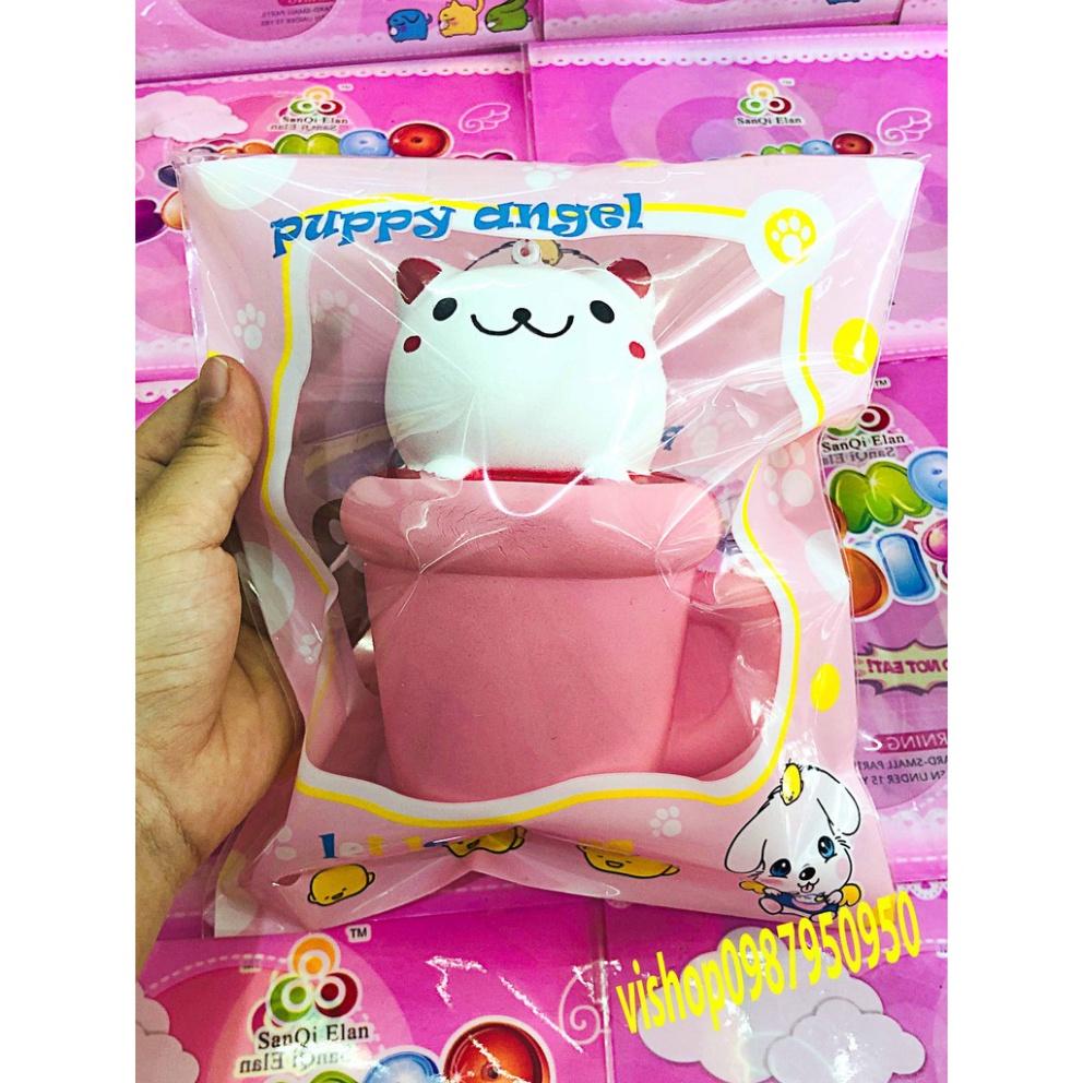 Squishy MÈO HỒNG nằm trong cốc squishy cốc thỏ hồng dễ thương ngộ nghĩnh