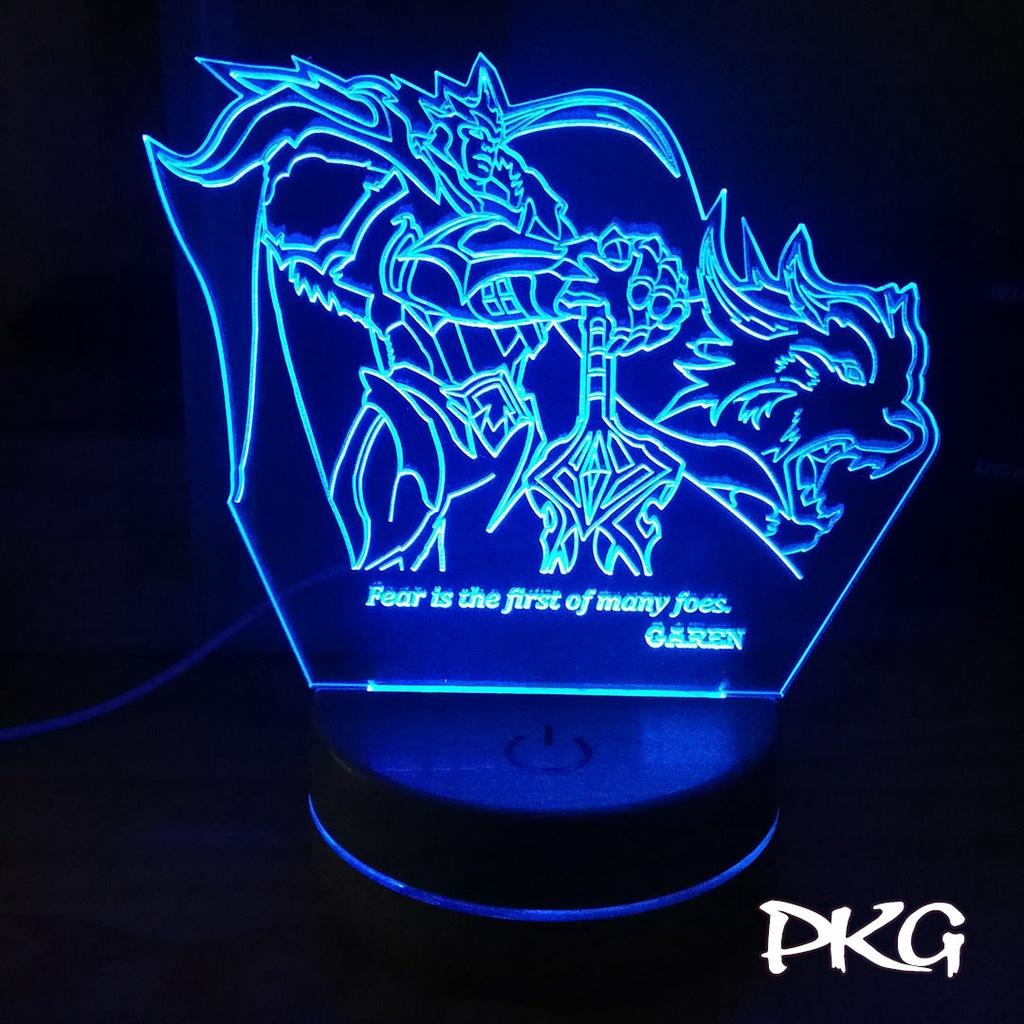 Đèn Ngủ Led 3D tướng GAREN SƯ VƯƠNG LMHT nháy sáng 16 màu cảm ứng điều khiển từ xa