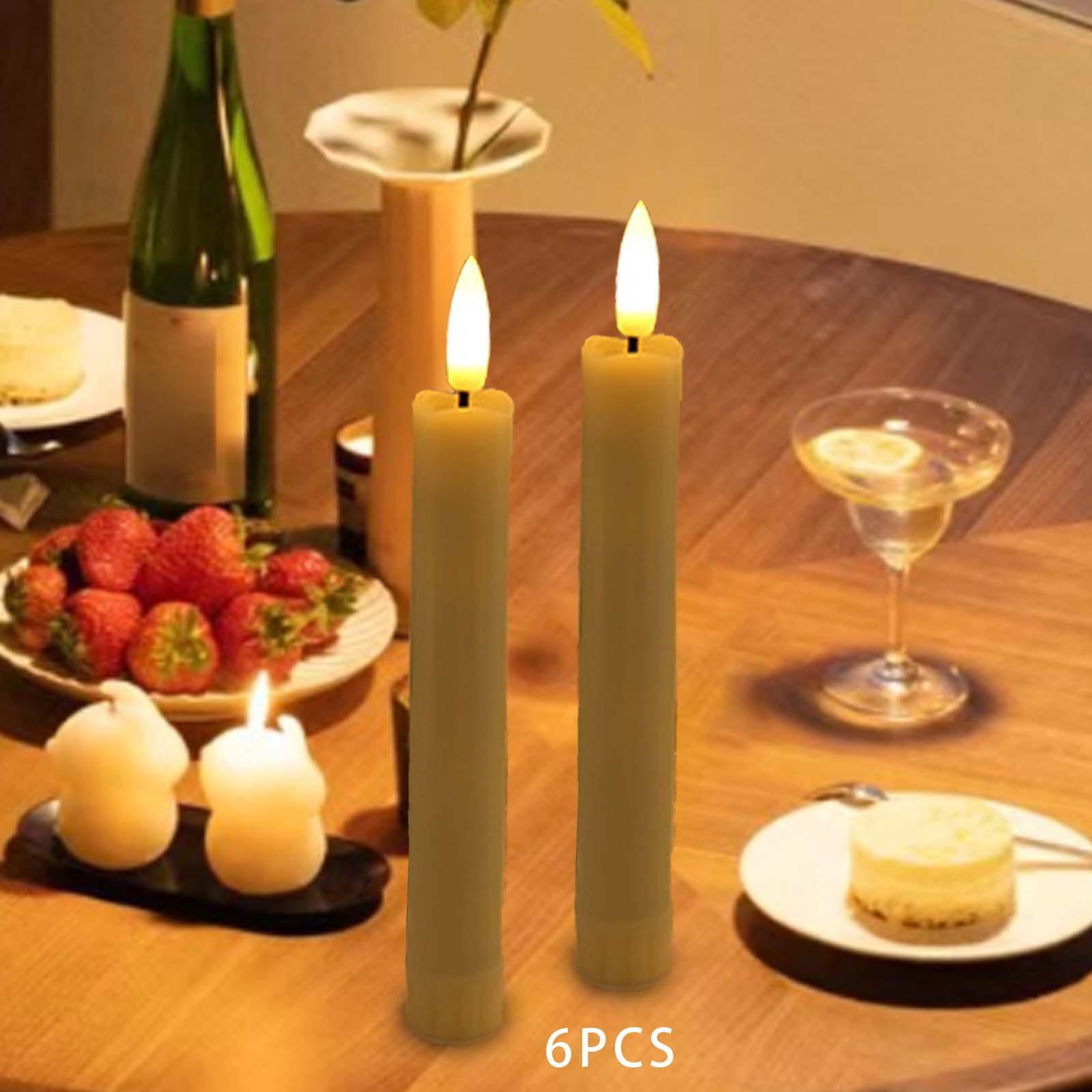 6x LED Pillar Candles Decorative Candles Electric Candles Decoration 3D Wick Candles Flicker Taper Candles for Birthday Hotel Party Festival