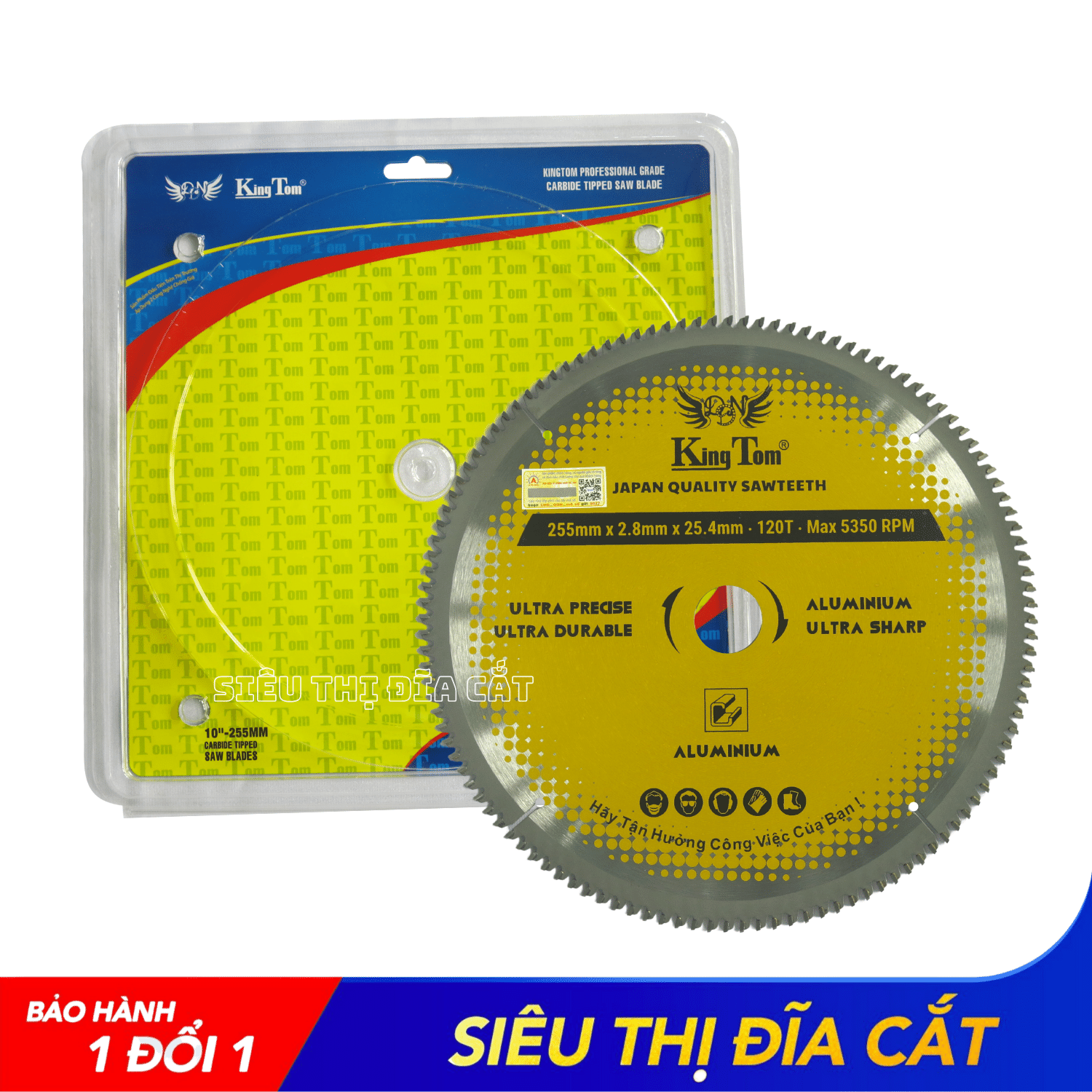 LƯỠI CẮT NHÔM 255-120 RĂNG KINGTOM VÀNG – CHẤT LƯỢNG VÔ ĐỊCH PHÂN KHÚC GIÁ RẺ!