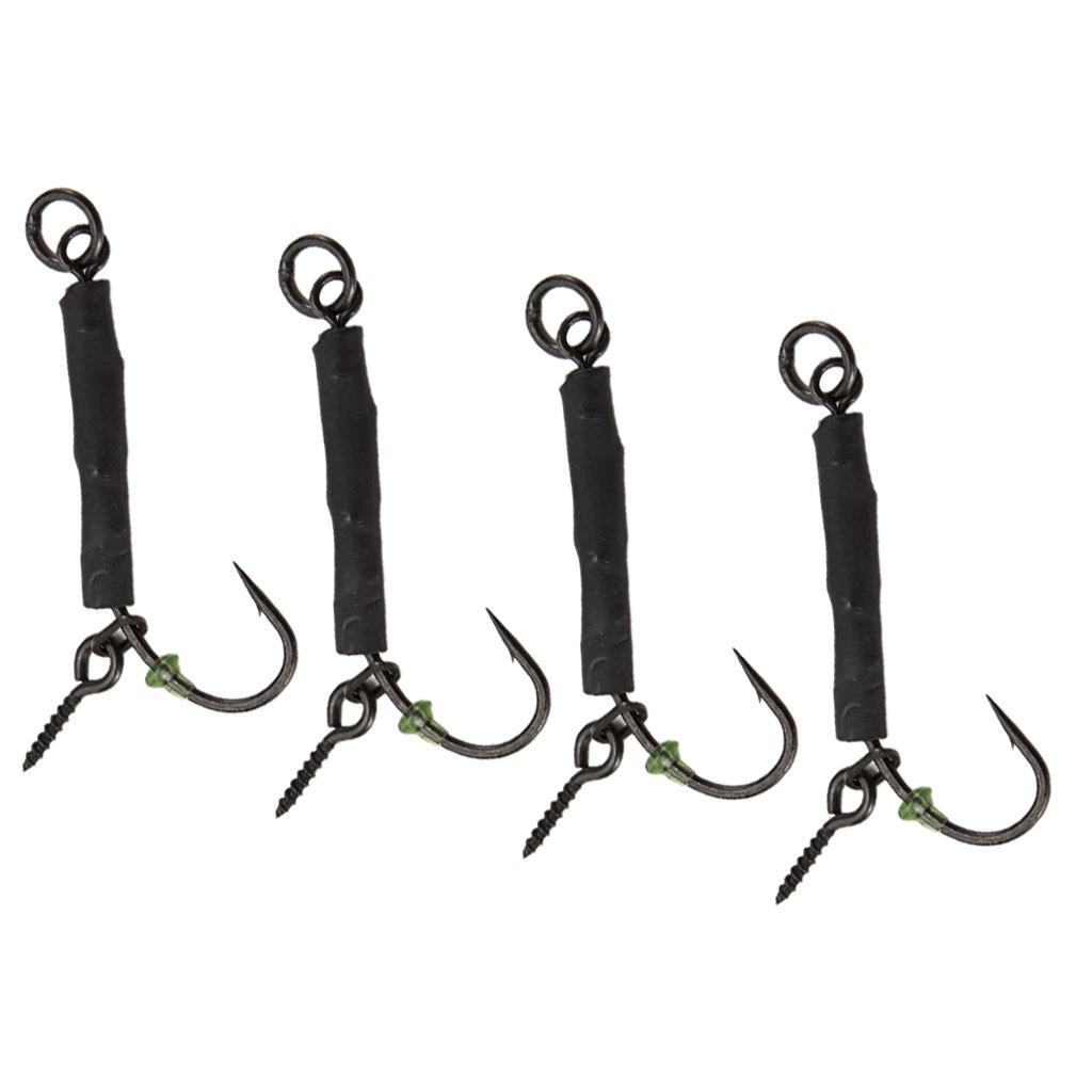 4pcs Fishing Ronnie Rigs Carp Fishing Rigs Assist Hooks 04 barbed 04