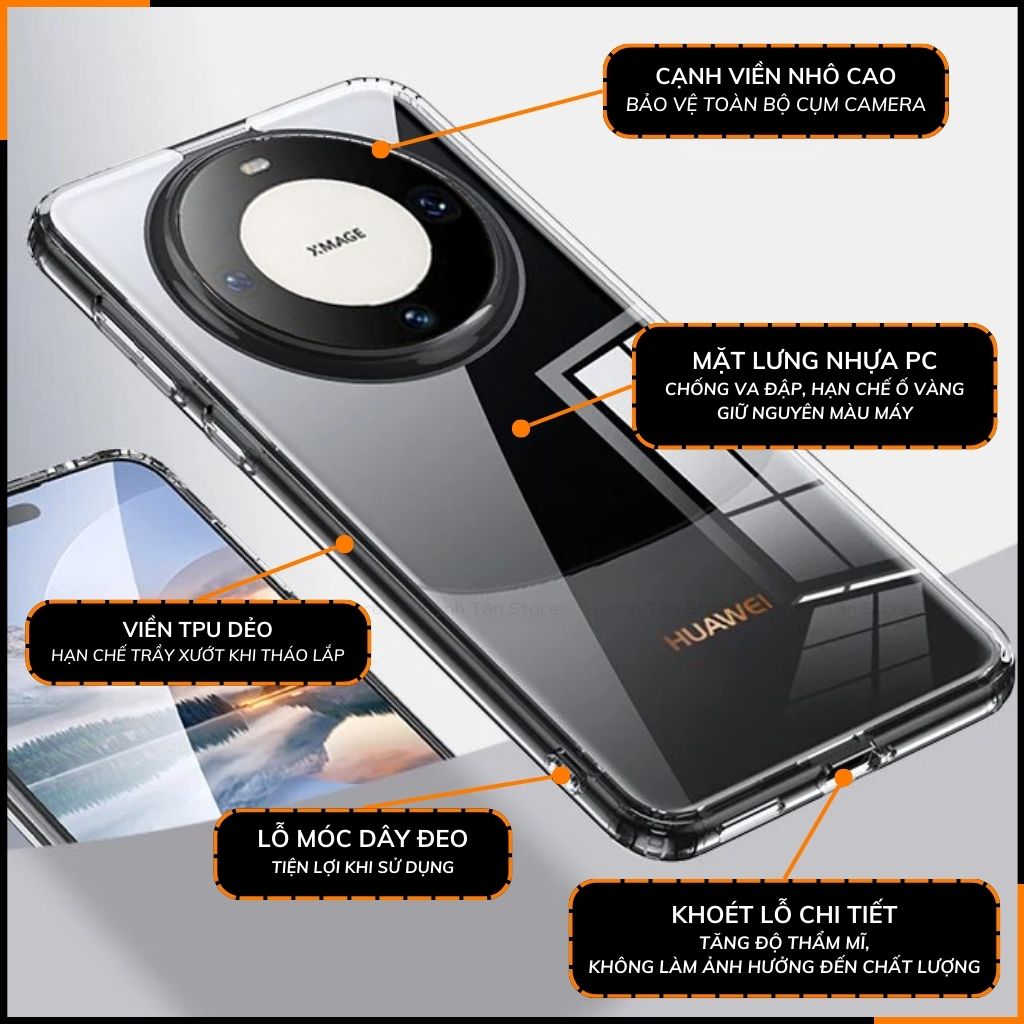Ốp lưng mate 60 pro chống sốc CLEAR COLOR VER 4 trong suốt không ố vàng bảo vệ camera phụ kiện