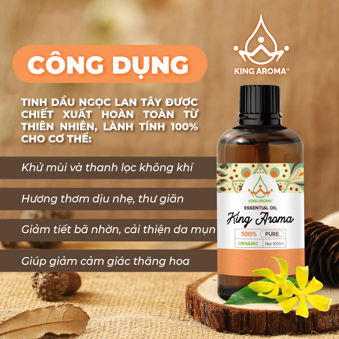 Tinh Dầu Thiên Nhiên Ngọc Lan Tây KING AROMA mẫu thử 30ml/ 100ml - Tinh Dầu Nguyên Chất Xông Thơm Phòng/ Thư Giãn Tinh Thần/ Thích Hợp Dùng Với Đèn Xông và Máy Khuếch Tán.