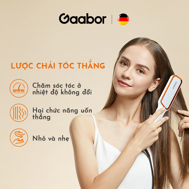 Lược điện chải tóc đa năng 2in1 làm thẳng, uốn tóc GAABOR GHC-N45A tùy chỉnh nhiệt độ, màn hình LCD cao cấp - Hàng chính hãng