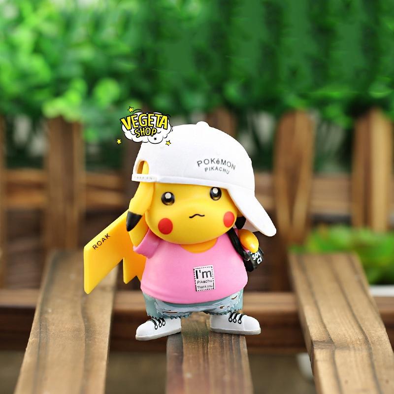 Mô hình Pikachu - Pikachu phong cách thời trang đội mũ lưỡi trai thời thượng dễ thương - Cao khoảng 8cm