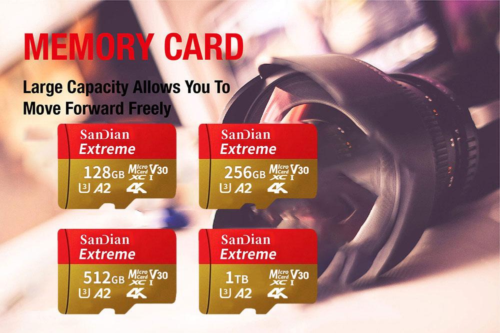 Tốc độ cao mới 1TB 512GB Micro SD TF Thẻ nhớ 256GB Ổ đĩa USB Công suất lớn Micro SD Thẻ 128 GB cho máy tính/điện thoại/máy ảnh