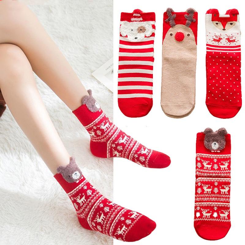 Vớ Cổ Cao In Họa Tiết Giáng Sinh Dễ Thương Cho Nữ