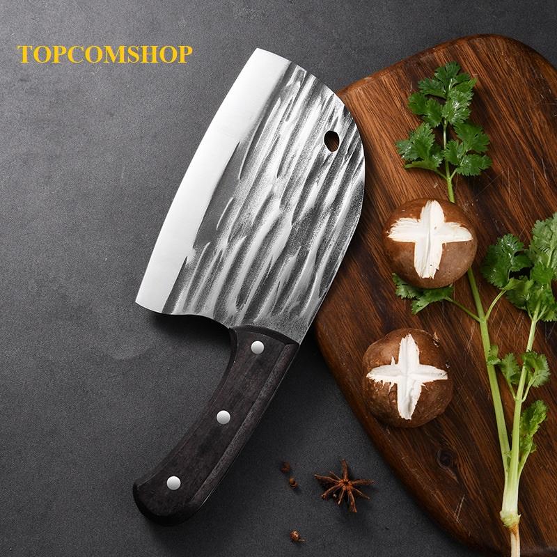 Dao bếp thái chặt gà vịt không rỉ , mặt dao dập chìm hoa văn phong thủy, giữ sắc bền - TR5 tc