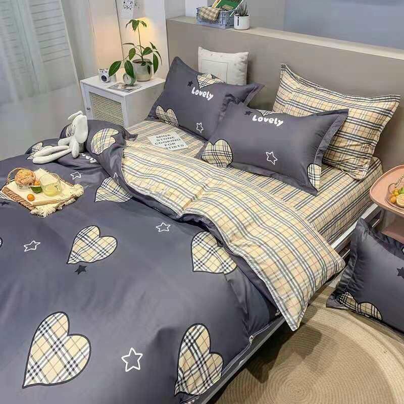 Bộ Chăn Ga Cotton Poly tim