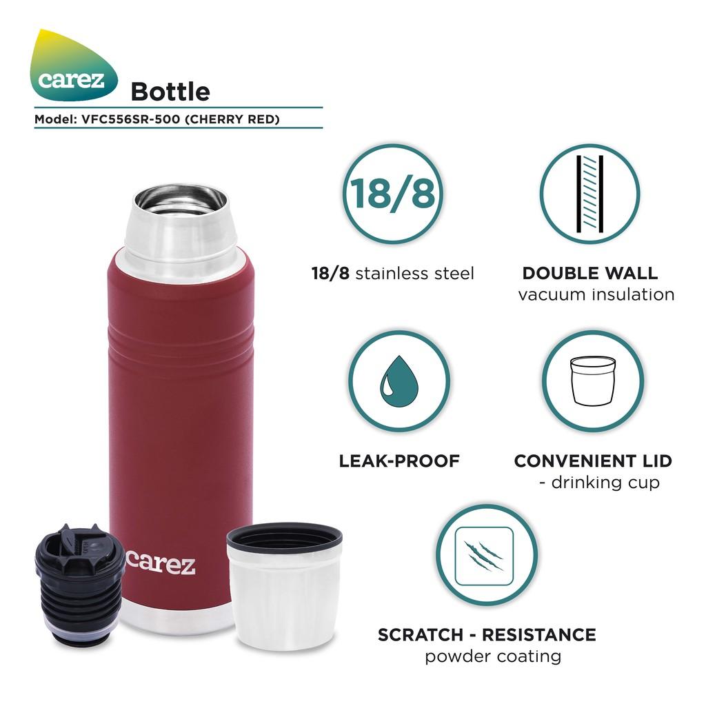 Bình giữ nhiệt Carez Back to Basic 500ML VFC556SR-500ml - màu đỏ Cherry , Inox 304, Không chứa BPA, Hàng chính hãng