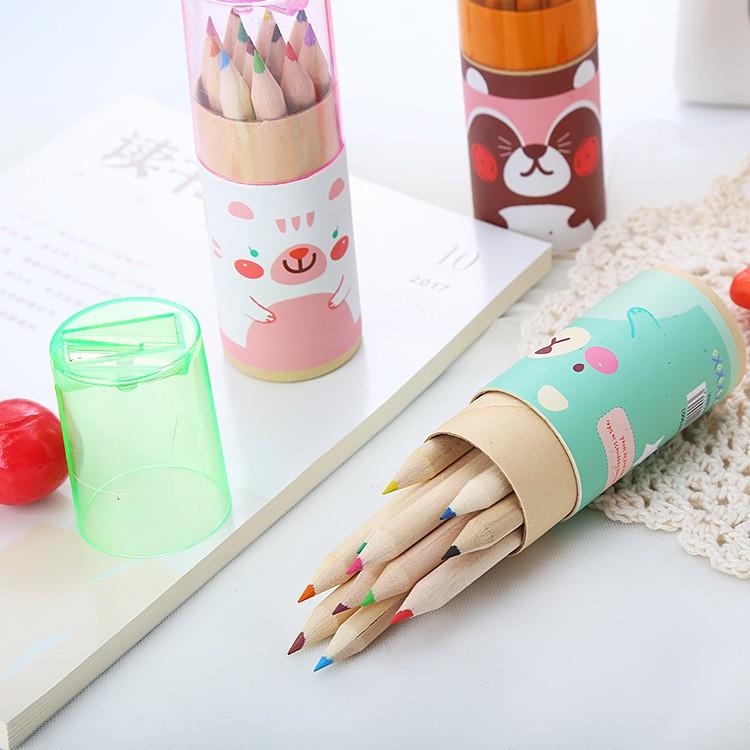 Hộp bút chì 12 màu sáp kèm gọt bút - Giá sỉ rẻ nhất