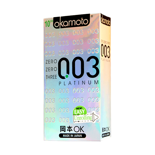 Bao Cao Su Okamoto 0.03 Cool Siêu mỏng Bóng Láng Mát lạnh Hộp 8 Cái
