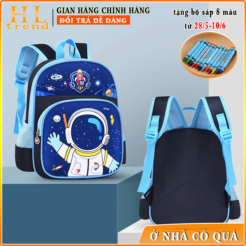 Hàng Chính Hãng Balo Cho Bé Trai Học Mẫu Giáo Hình In Phi Hành Gia Vũ Trụ E48