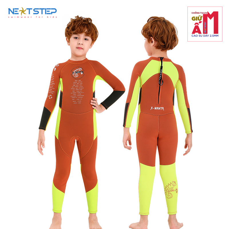 Đồ bơi giữ nhiệt cho bé trai chống nắng chống nước chất liệu cao su Neoprene dày 2.5mm giữ ấm chống tia UV size từ 10kg đến 30kg