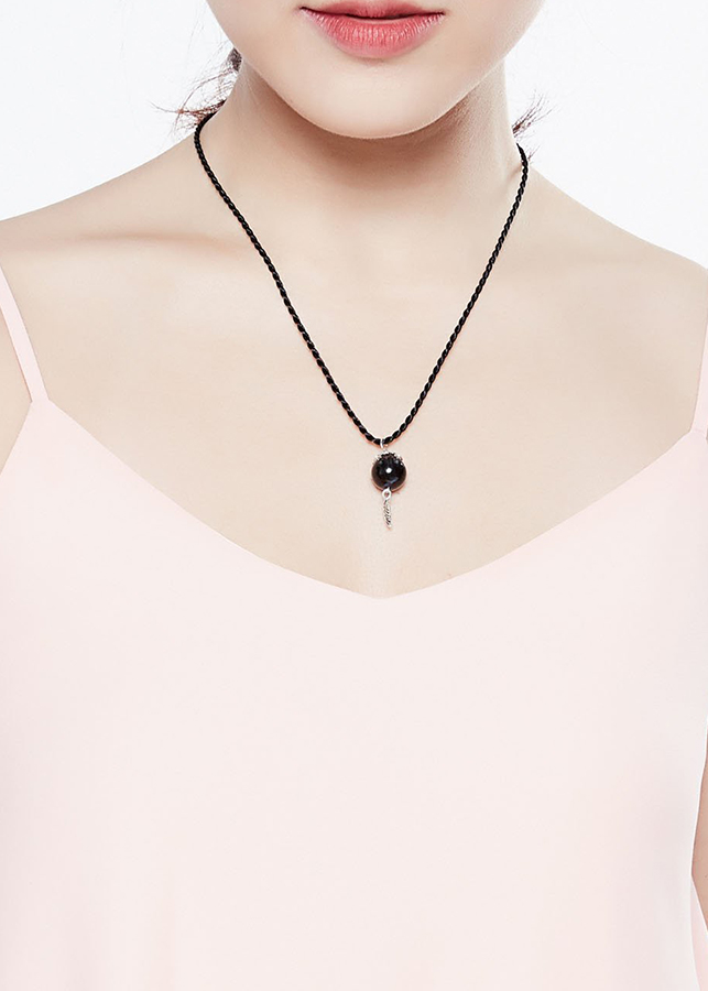 Mặt Dây Chuyền Obsidian Charm Lá Ngọc Quý Gemstones DC7