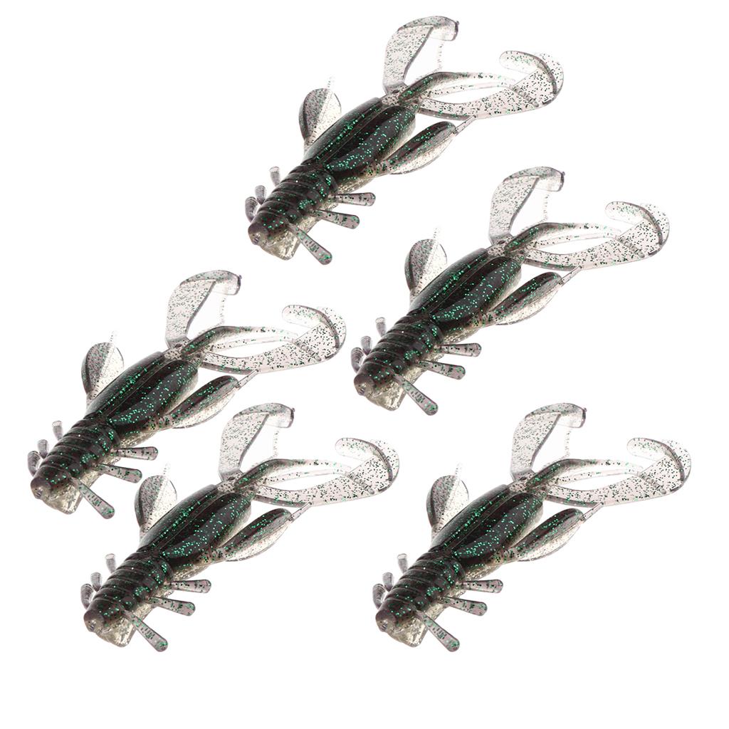 5Pcs Artificial Shrimp Lures Soft Crankbaits Fishing Tackle Black