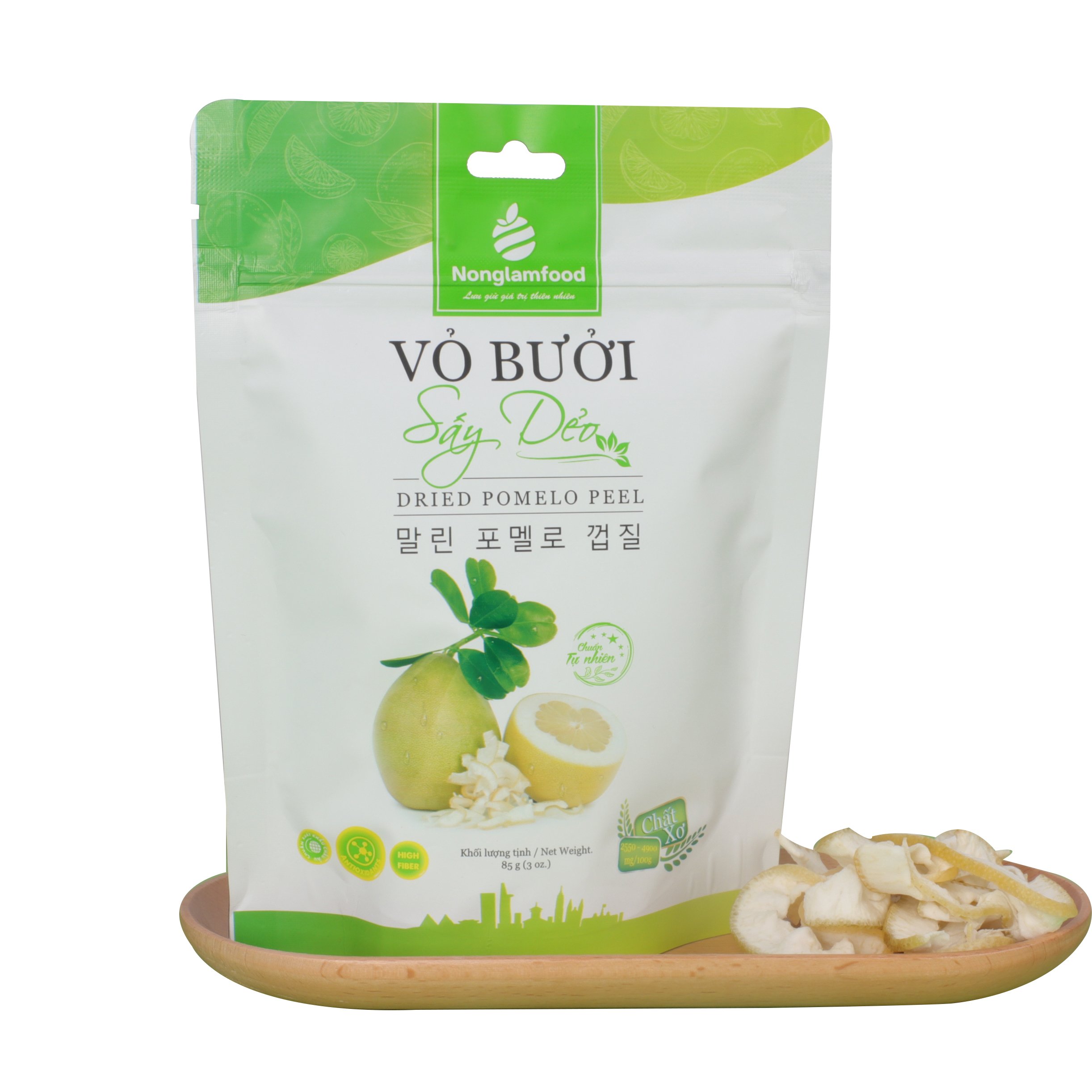 Vỏ Bưởi Sấy Dẻo Nonglamfood túi 85g | Ăn vặt tốt cho sức khỏe | Healthy Snack | Ăn vặt văn phòng | Trái cây sấy dẻo dinh dưỡng ăn liền | Ăn vặt giảm cân &amp; giữ dáng | Ăn vặt đẹp da