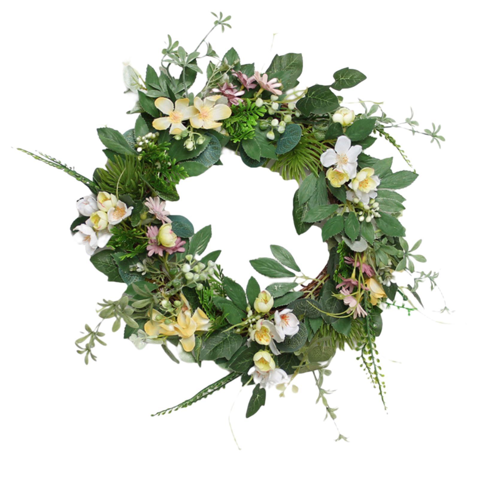 Front Door Wreath Garland Green Leaf Welcome Sign for Home Farmhouse Decor