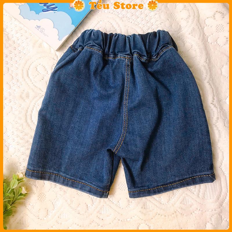 Quần Short Bé Trai &amp; Bé Gái Chất Bò Jean Mềm Thêu Xe Size 7 - 18kg Đủ Size Cho Bé 0 - 6 Tuổi