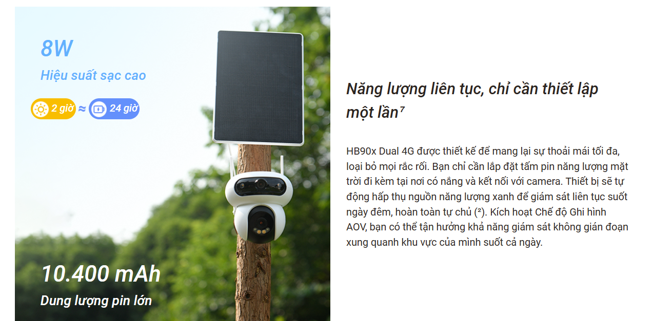 CAMERA DÙNG SIM VÀ DÙNG WIFI NGOÀI TRỜI EZVIZ HB90X 8MP - TẶNG PIN 10400mAh, ĐÀM THOẠI, CÓ MÀU, PHÁT HIỆN CHUYỂN ĐỘNG