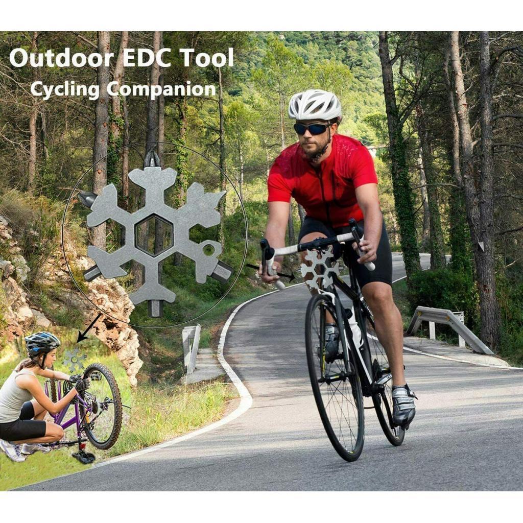 18 In 1 Stainless Steel Snowflake  Keychain  Tool