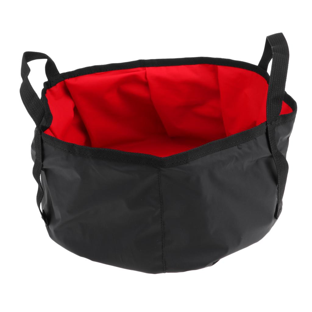 8L Camping Hiking Folding Wash Basin Bucket Travel Water Storage Bag red