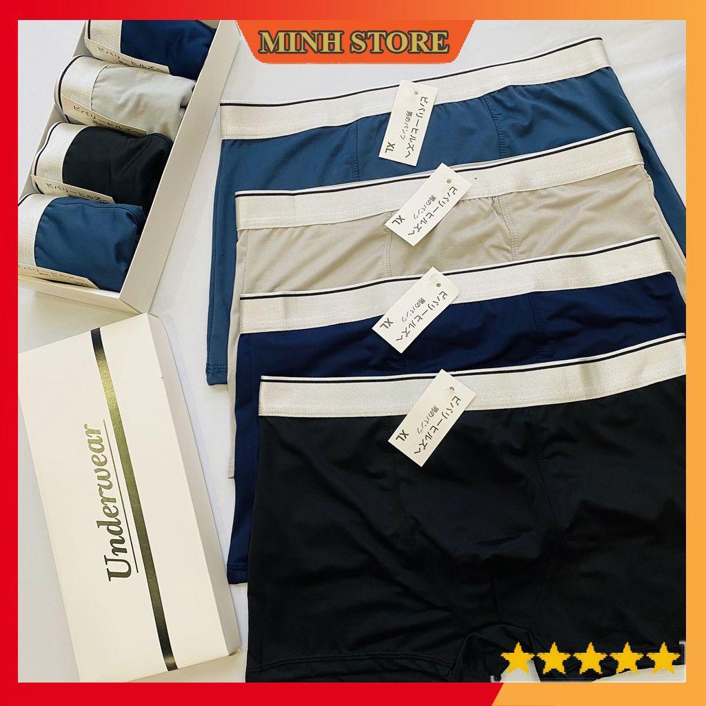 Quần lót nam thun lạnh Boxer, Quần sịp đùi nam co giãn 4 chiều - Hộp 4 quần lót nam thun lạnh cao cấp SDN01 - MS66