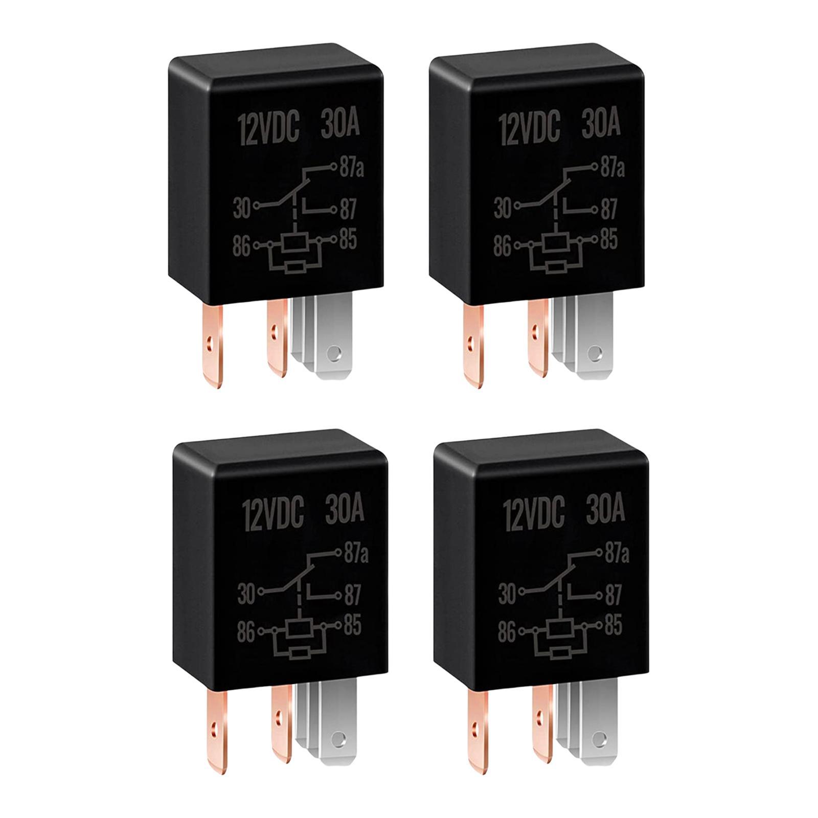 4 Pieces Automotive Relay 5 Pin 12V 30A Practical Professional Multi Purpose