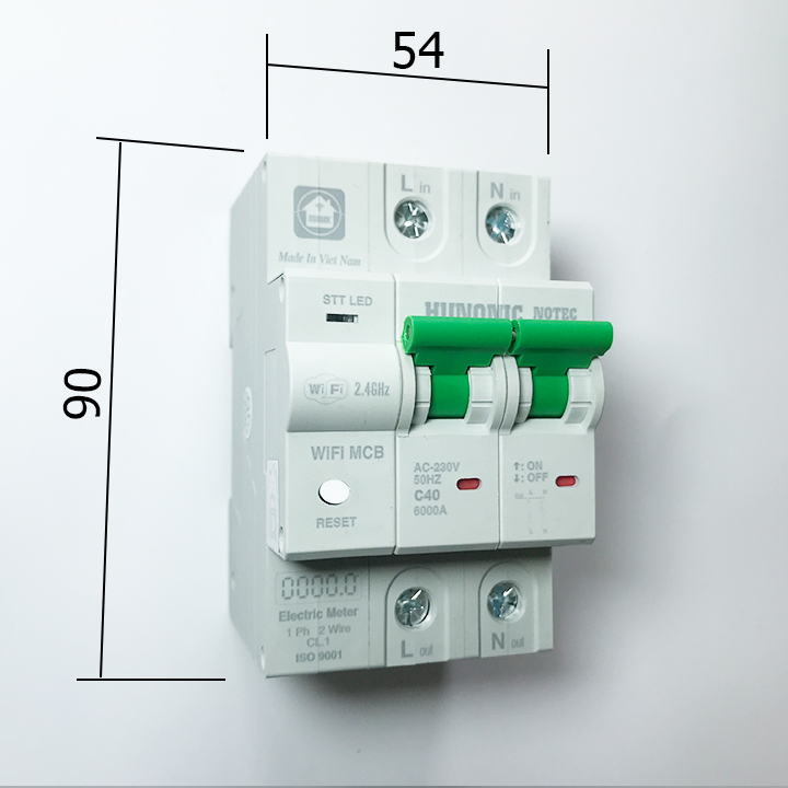 Aptomat thông minh - ĐIỀU KHIỂN TỪ XA - Đo điện năng - Hunonic Notec 40A 63A 80A - Công nghệ 4.0