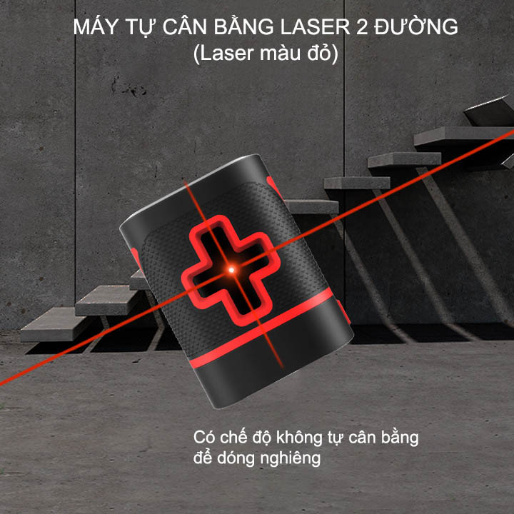 Máy cân bằng laser 2 đường màu đỏ, nhỏ gọn, dùng trong nhà