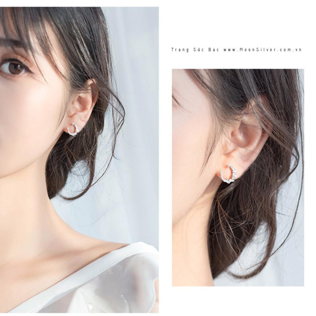 Khuyên tai bạc hình trăng khuyết