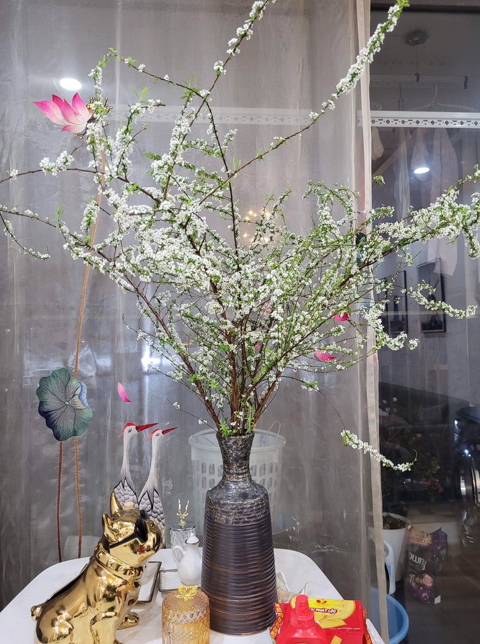 Bình Hoa Lọ Hoa Dáng Chai Cổ Dài Men Mộc Cao 38cm Gốm Sứ Bát Tràng - Gốm Bích