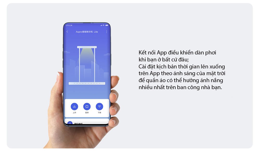 Giàn phơi thông minh Aqara Lite - Nâng hạ tự động - Điều khiển qua App