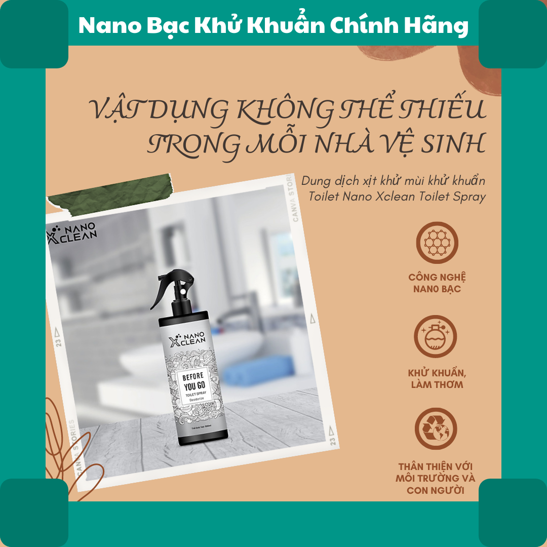 Khử mùi nhà vệ sinh NANO XCLEAN toilet spray, khử khuẩn, làm thơm - Hàng chính hãng, chai 500 ml