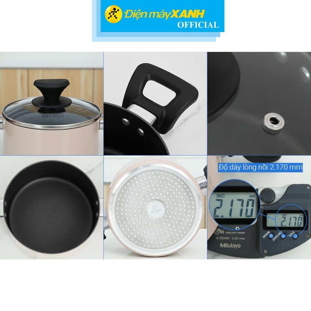 Bộ 3 nồi nhôm chống dính nắp kính Elmich EL-5210MN - Hàng Chính Hãng