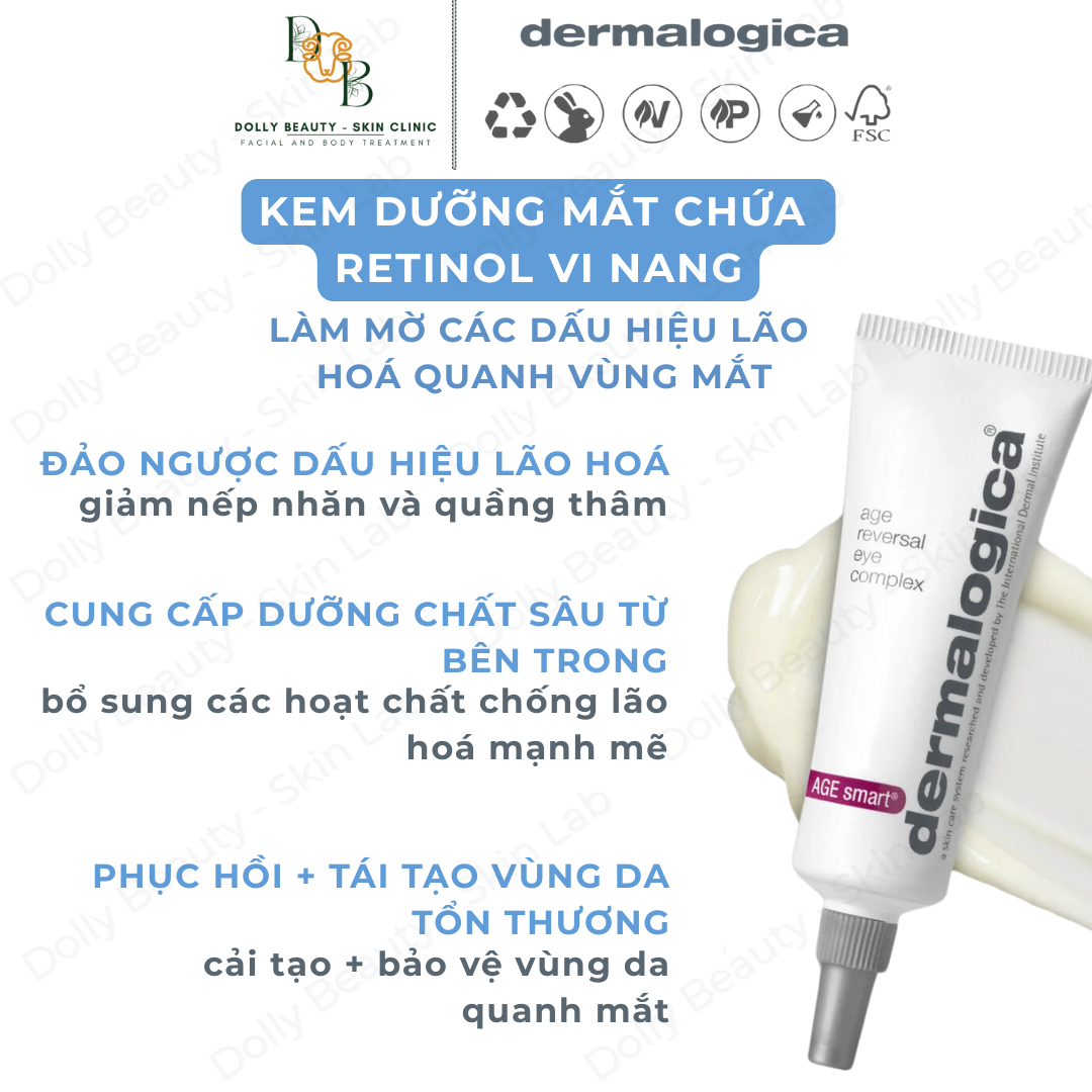 Kem mắt Age Reversal Eye Complex chứa Retinol giảm thiểu nếp nhăn & vết chân chim của Dermalogica - Dolly Beauty