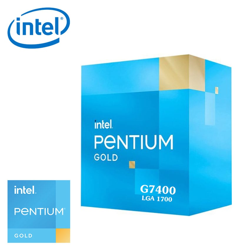 Bộ vi xử lý CPU Intel Pentium Gold G7400 (3.7GHz, 2 nhân 2 luồng, 6MB Cache, 46W, Socket LGA 1700) - Hàng Chính Hãng